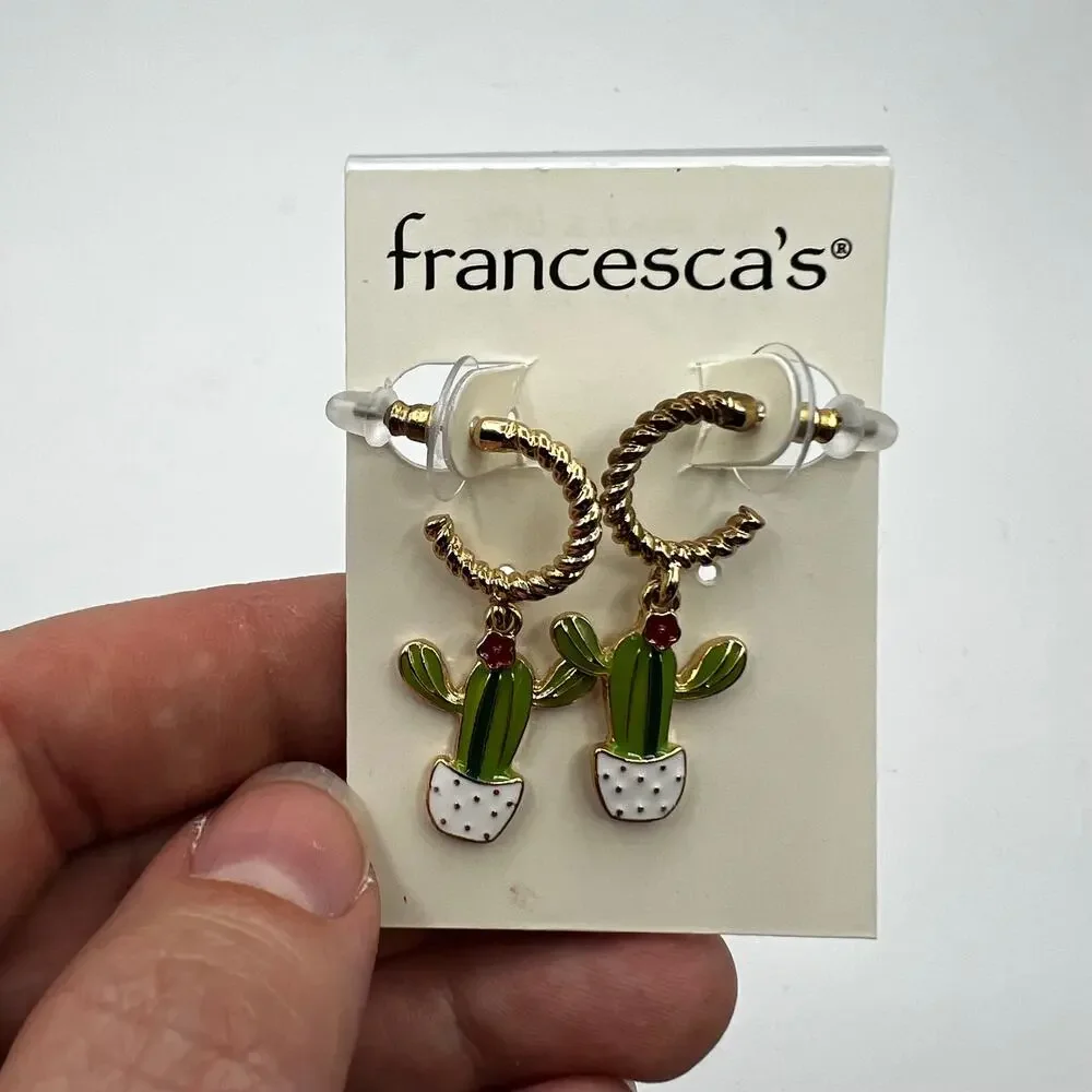 Francesca's NWT Statement Cactus Dangle Earrings